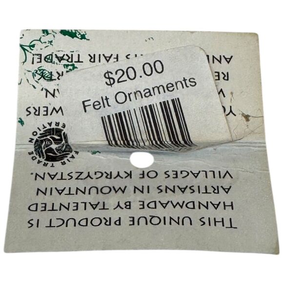 Vtg Handmade ELF Gingerbread Felt Christmas Ornament – Kyrgyzstan 6" - Picture 5 of 8